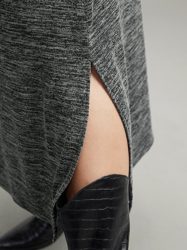 Solid Pocket Elastic Waist Ties Split Hem Dress - Image 9