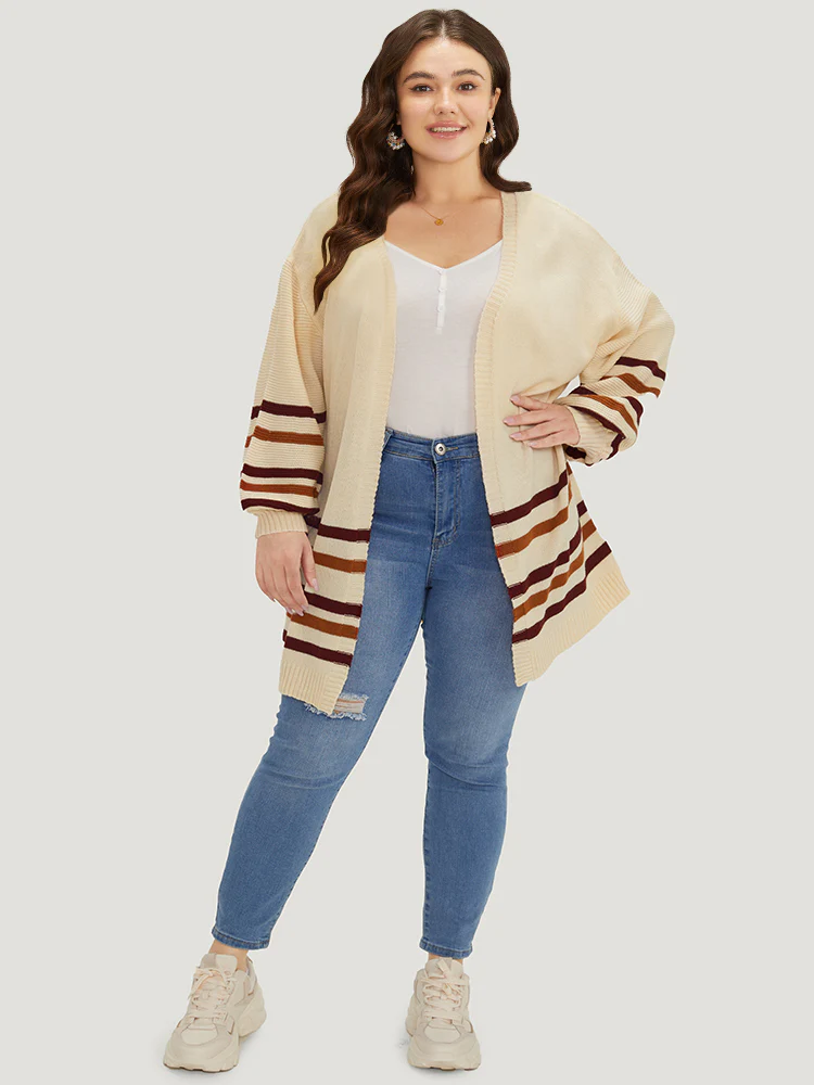 Striped Contrast Open Front Cardigan - Image 5