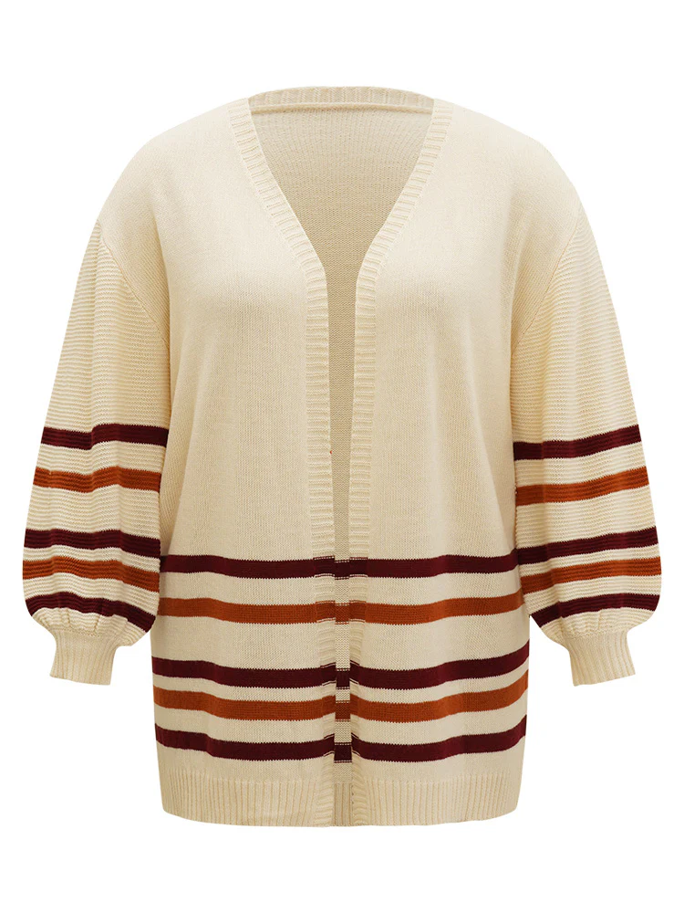 Striped Contrast Open Front Cardigan - Image 8