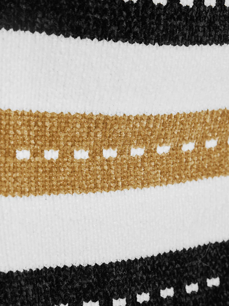 Striped Contrast Pointelle Knit Jacquard Open Front Cardigan - Image 7