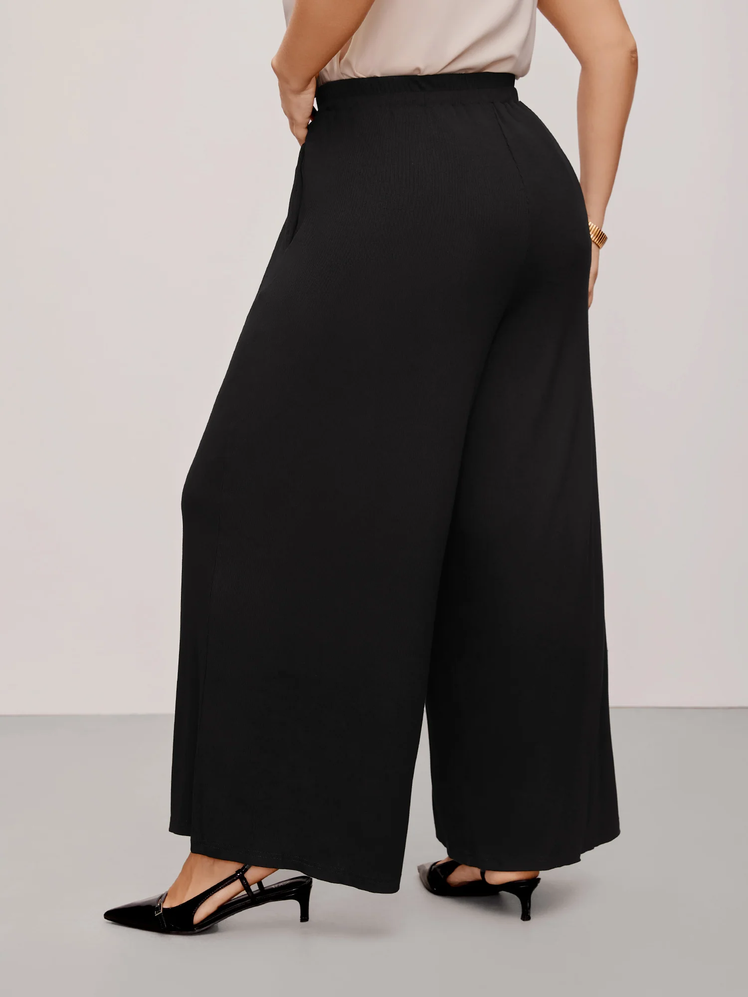 Supersoft Essentials Button Detail Wide Leg Pants - Image 3