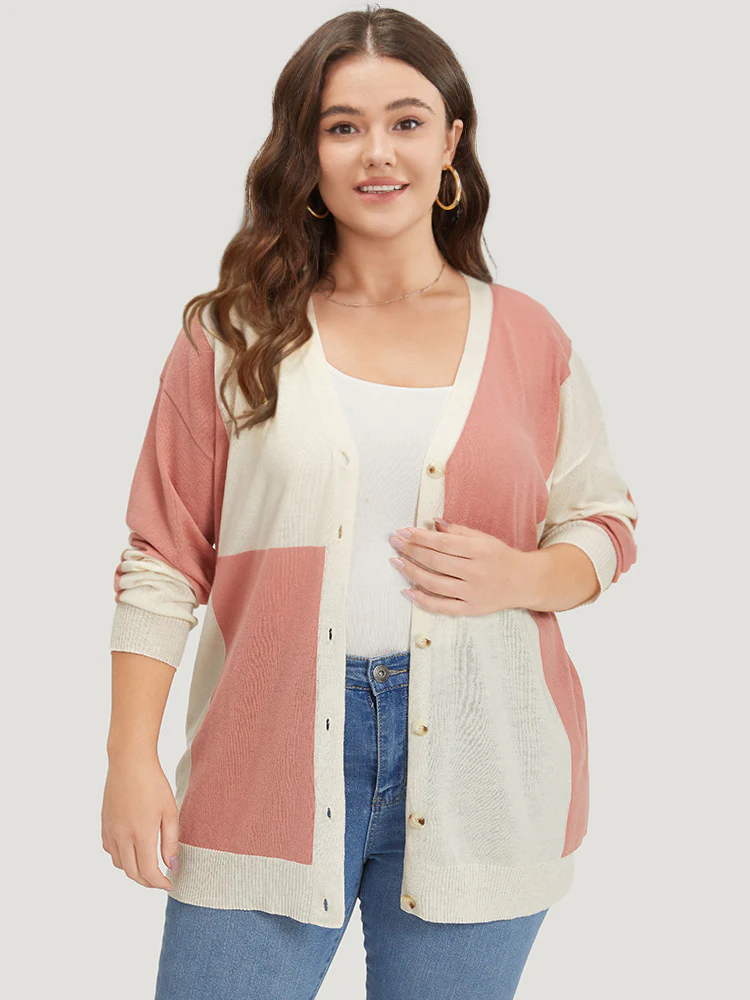 Supersoft Essentials Colorblock Two Tone Button Up Cardigan - Image 3