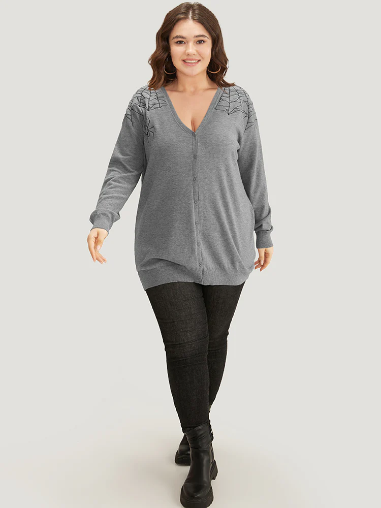 Supersoft Essentials Halloween Spider Web Button Through Cardigan - Image 13
