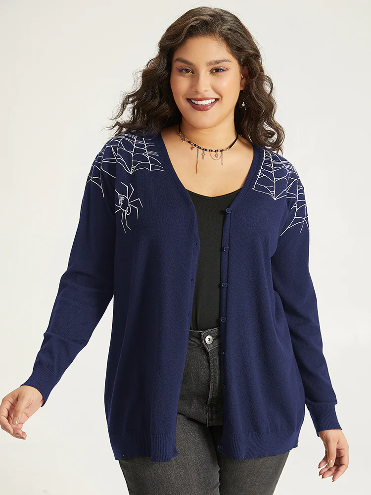 Supersoft Essentials Halloween Spider Web Button Through Cardigan - Image 14
