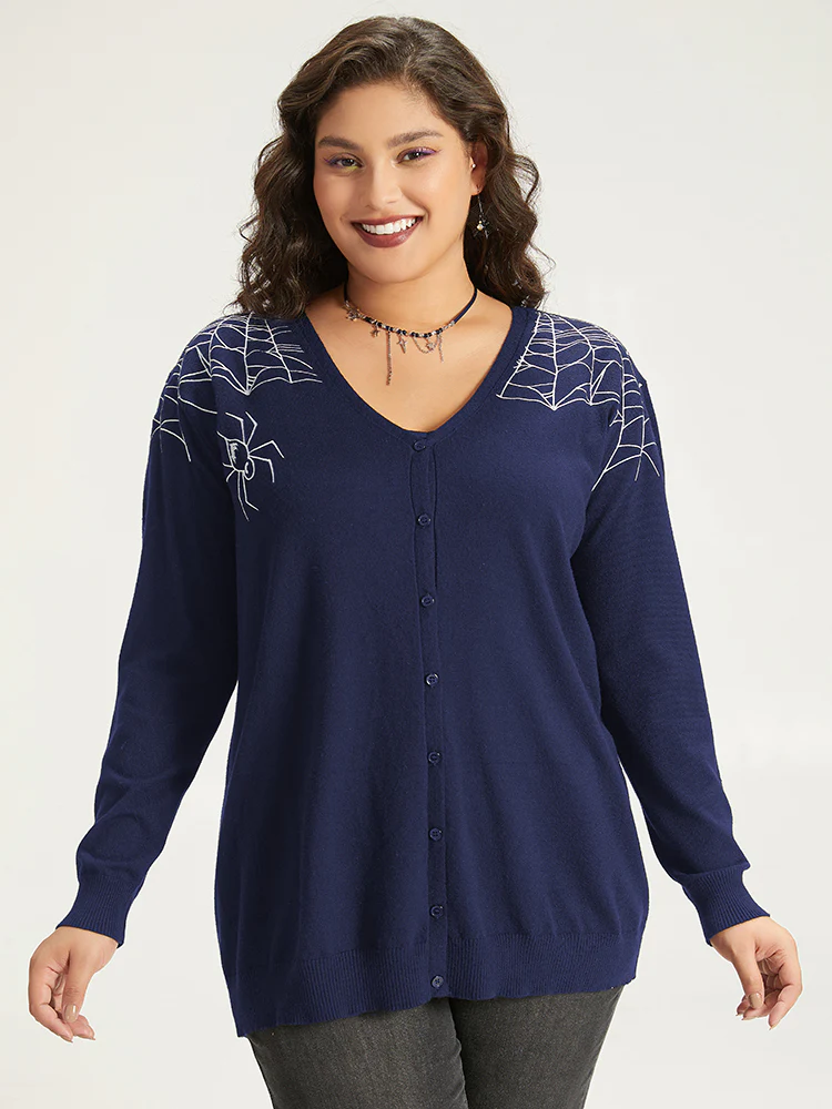 Supersoft Essentials Halloween Spider Web Button Through Cardigan - Image 16