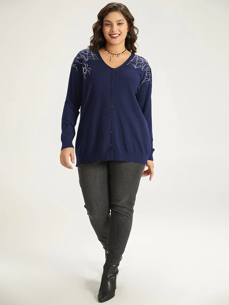 Supersoft Essentials Halloween Spider Web Button Through Cardigan - Image 17