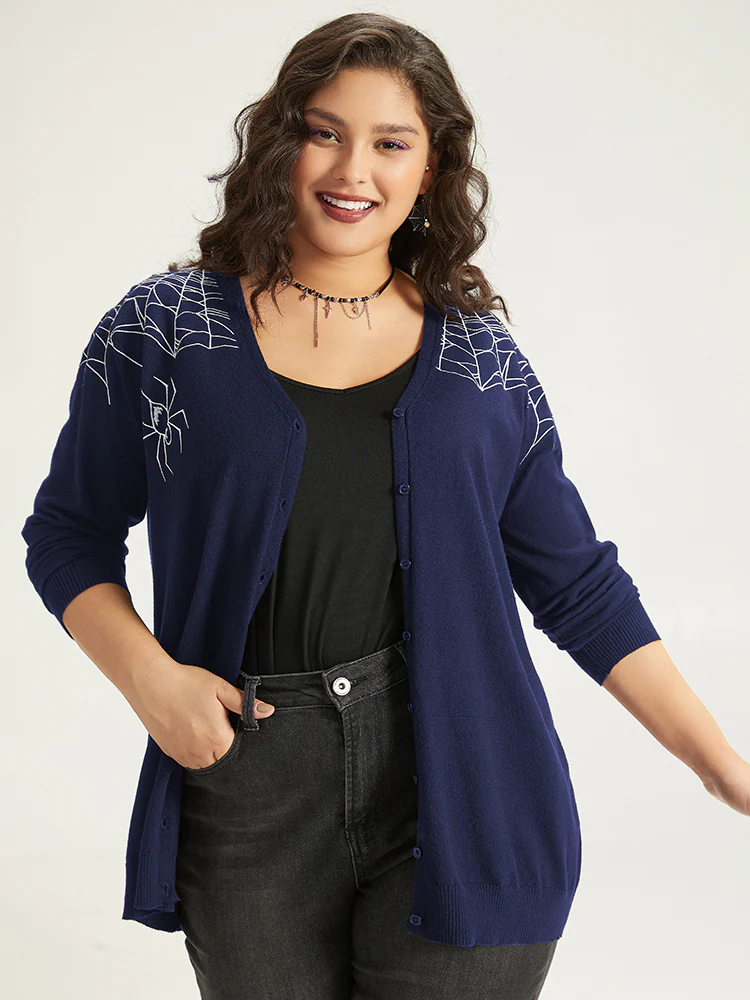 Supersoft Essentials Halloween Spider Web Button Through Cardigan - Image 18