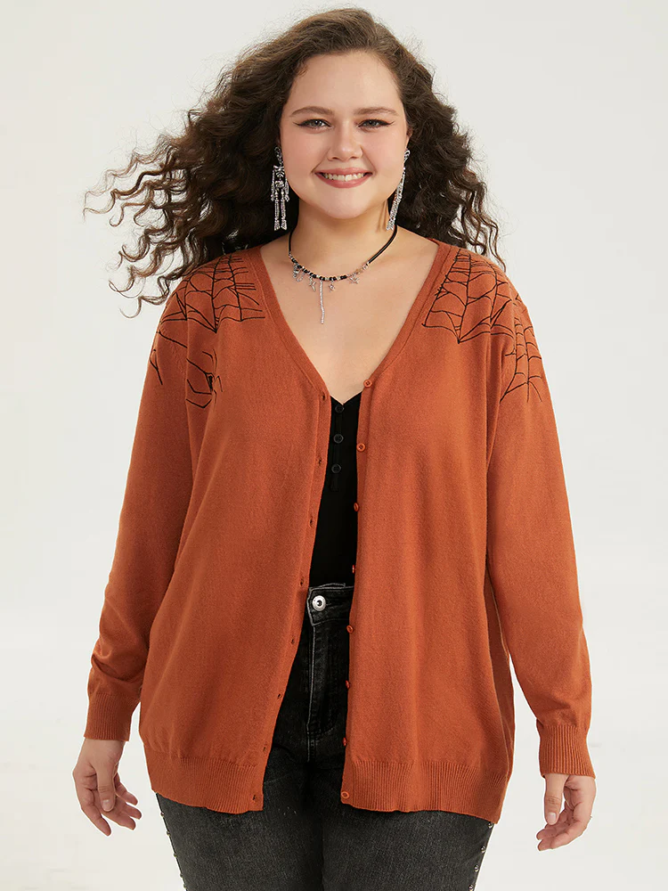 Supersoft Essentials Halloween Spider Web Button Through Cardigan - Image 24