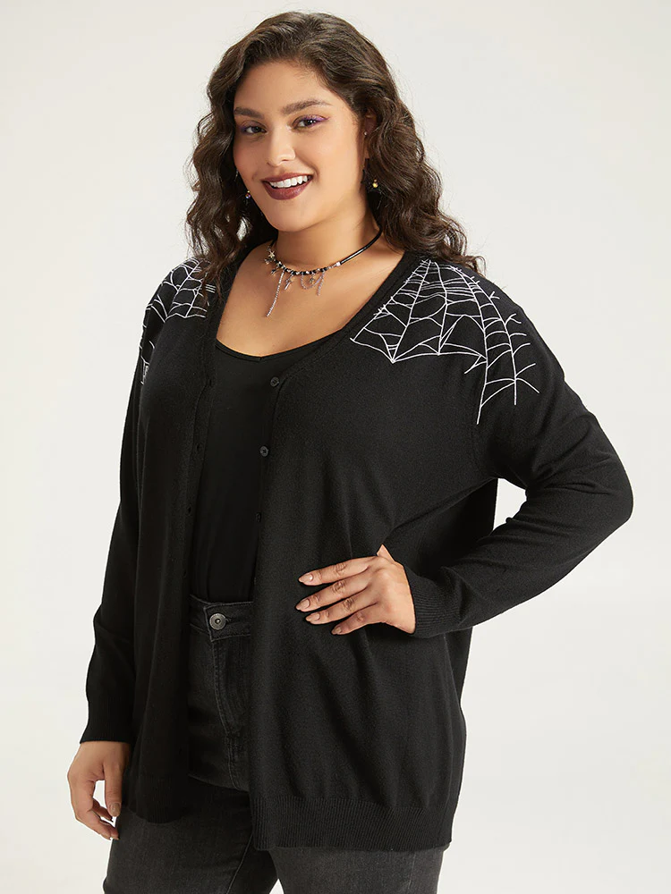 Supersoft Essentials Halloween Spider Web Button Through Cardigan - Image 3