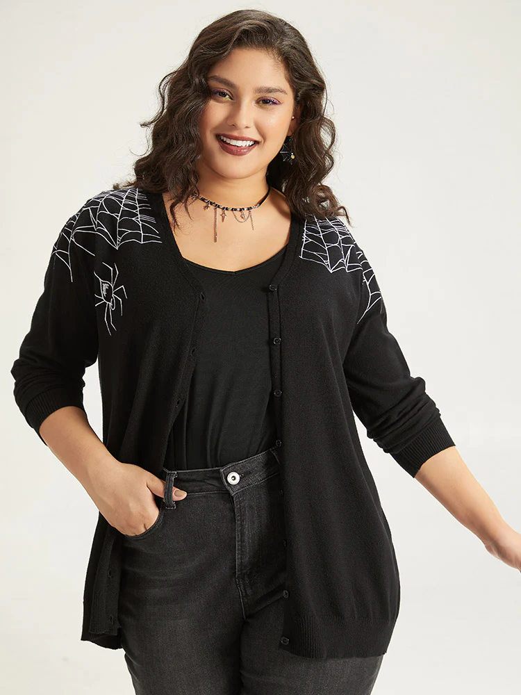 Supersoft Essentials Halloween Spider Web Button Through Cardigan - Image 4
