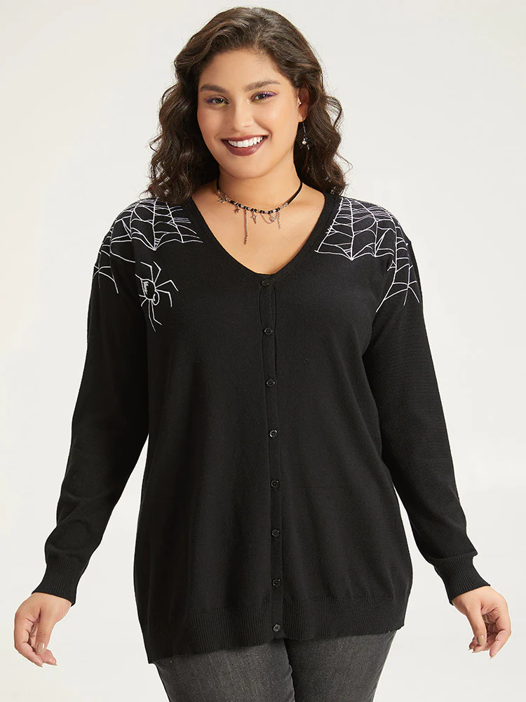 Supersoft Essentials Halloween Spider Web Button Through Cardigan - Image 5