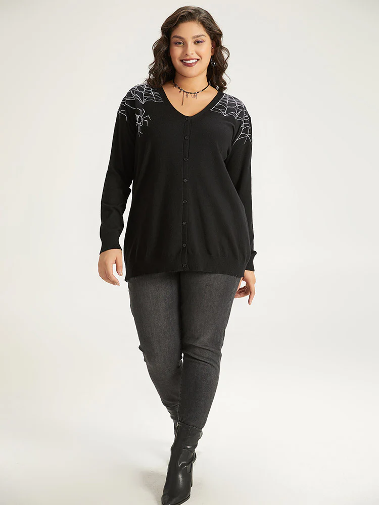 Supersoft Essentials Halloween Spider Web Button Through Cardigan - Image 6