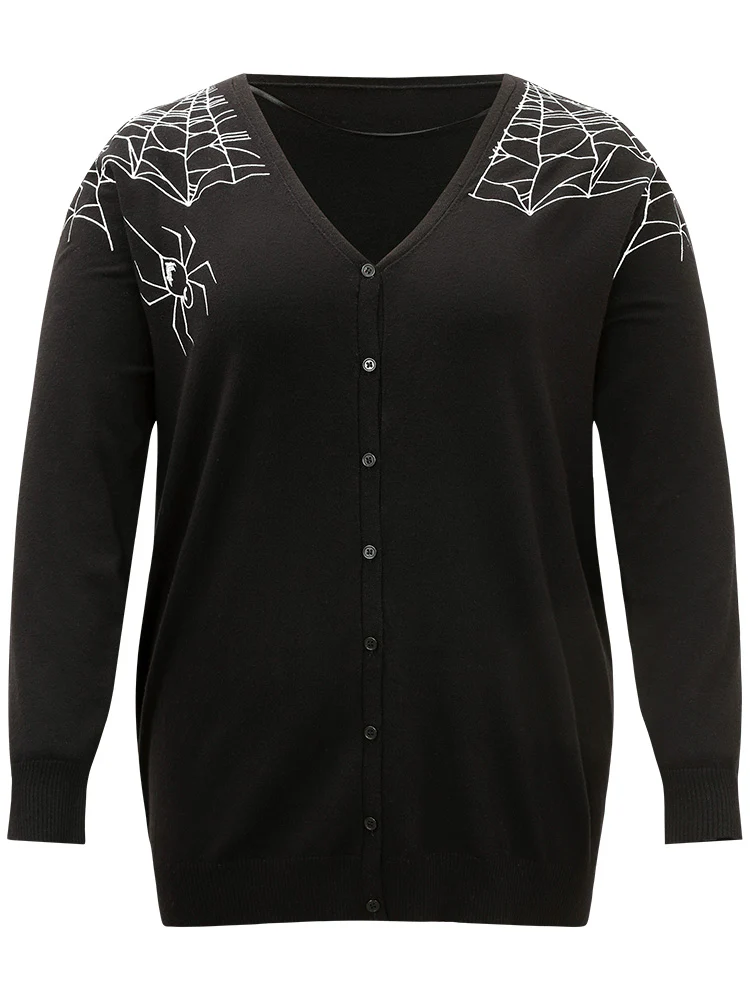 Supersoft Essentials Halloween Spider Web Button Through Cardigan - Image 9