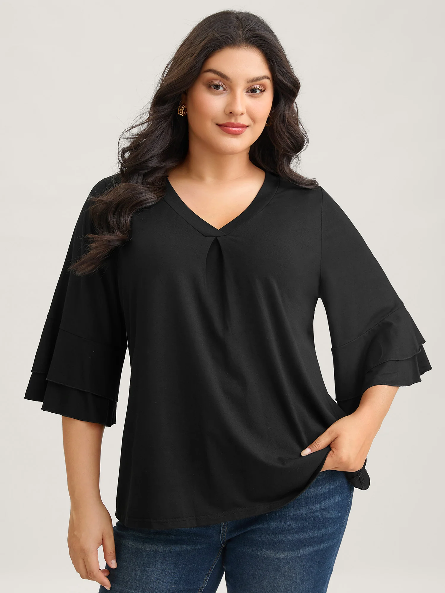 Supersoft Essentials Ruffle Layered Sleeve Pleated T-shirt - Image 10