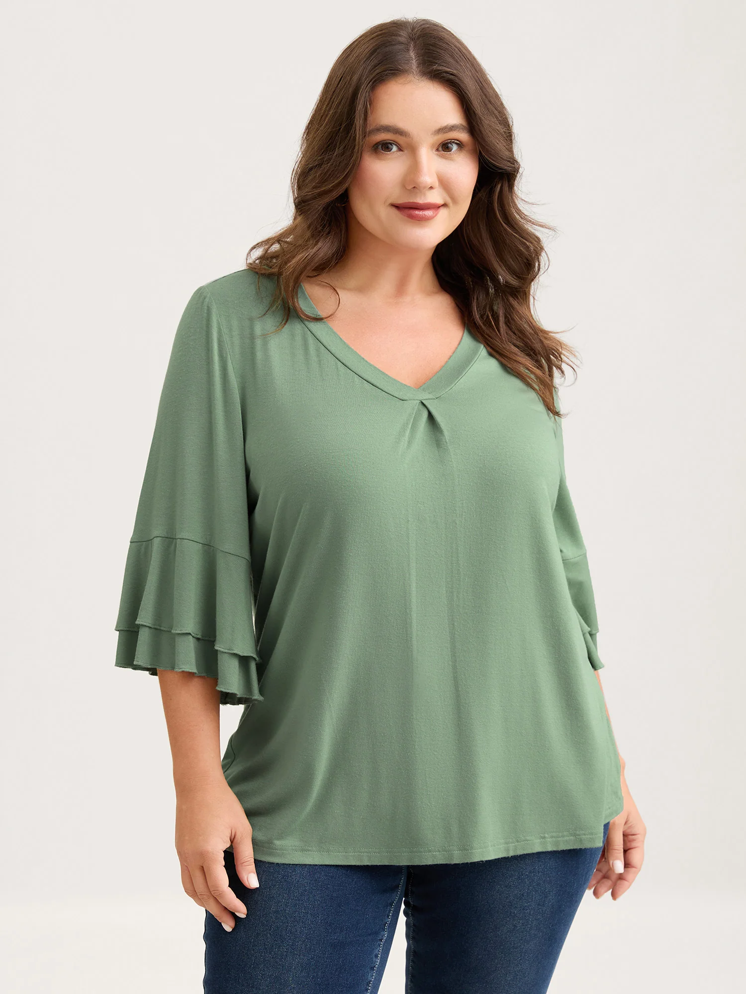 Supersoft Essentials Ruffle Layered Sleeve Pleated T-shirt - Image 17