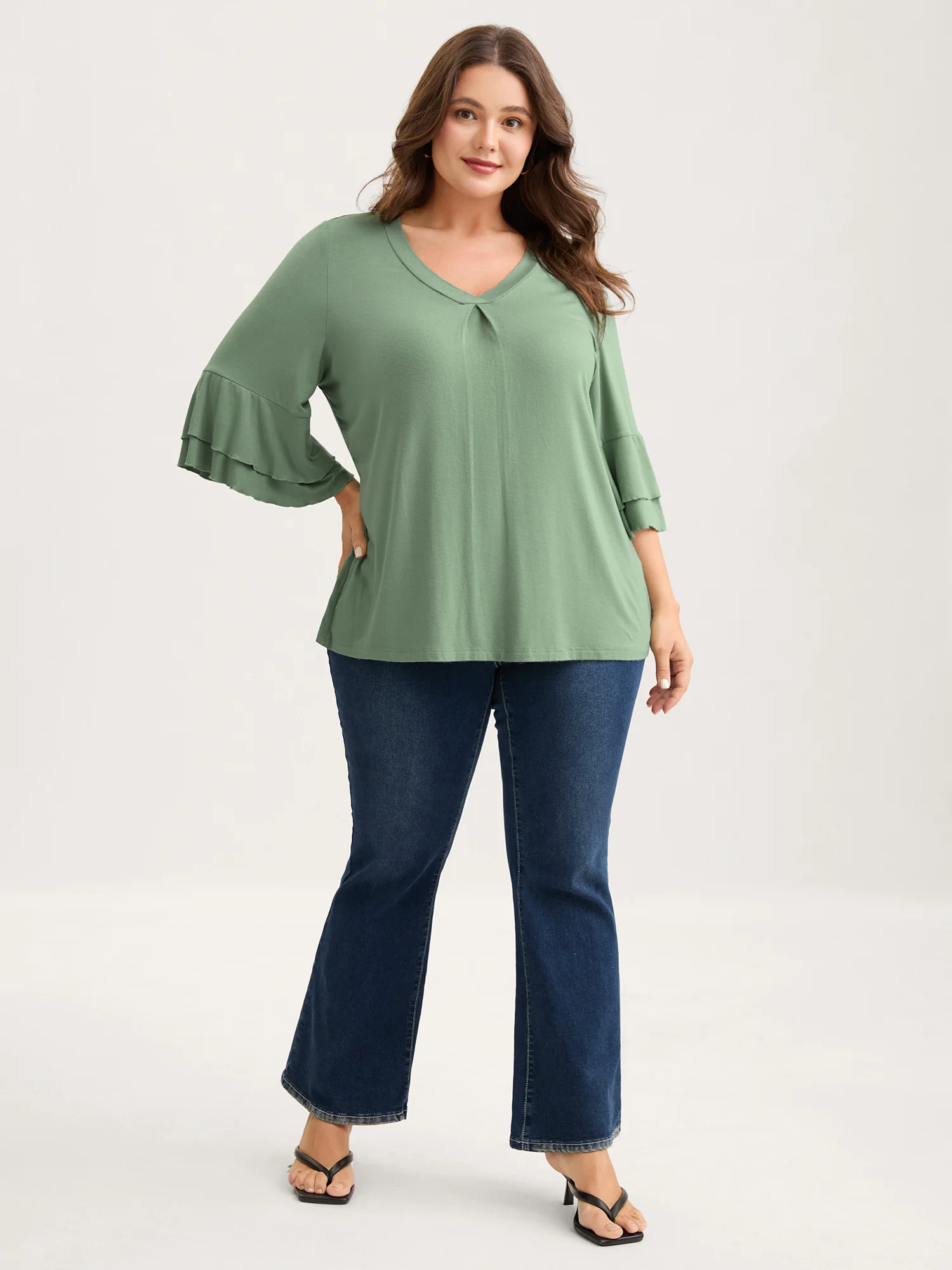 Supersoft Essentials Ruffle Layered Sleeve Pleated T-shirt - Image 19