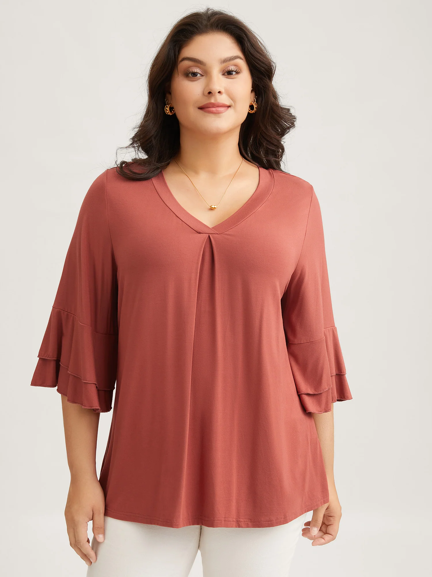 Supersoft Essentials Ruffle Layered Sleeve Pleated T-shirt - Image 24