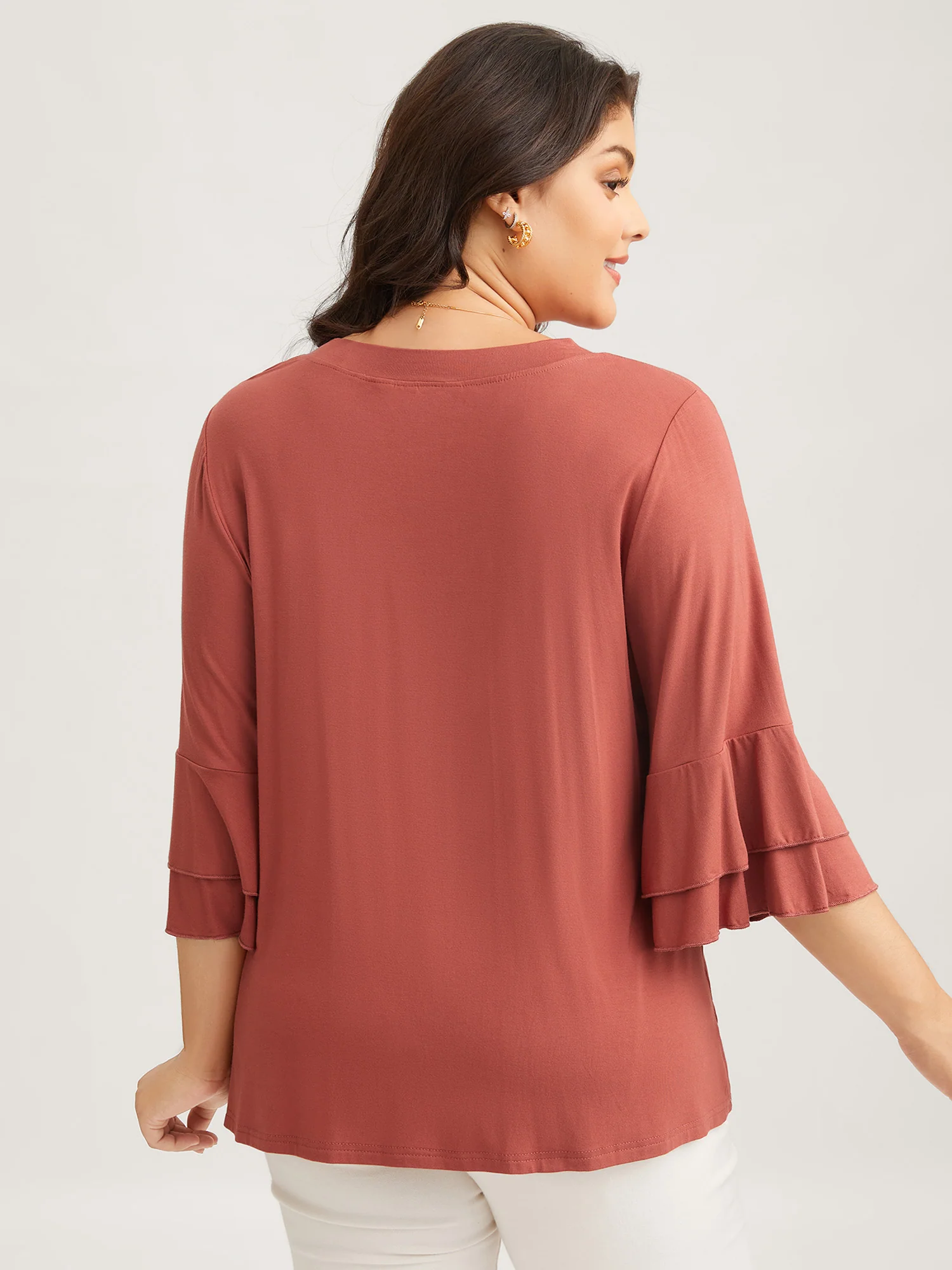 Supersoft Essentials Ruffle Layered Sleeve Pleated T-shirt - Image 27