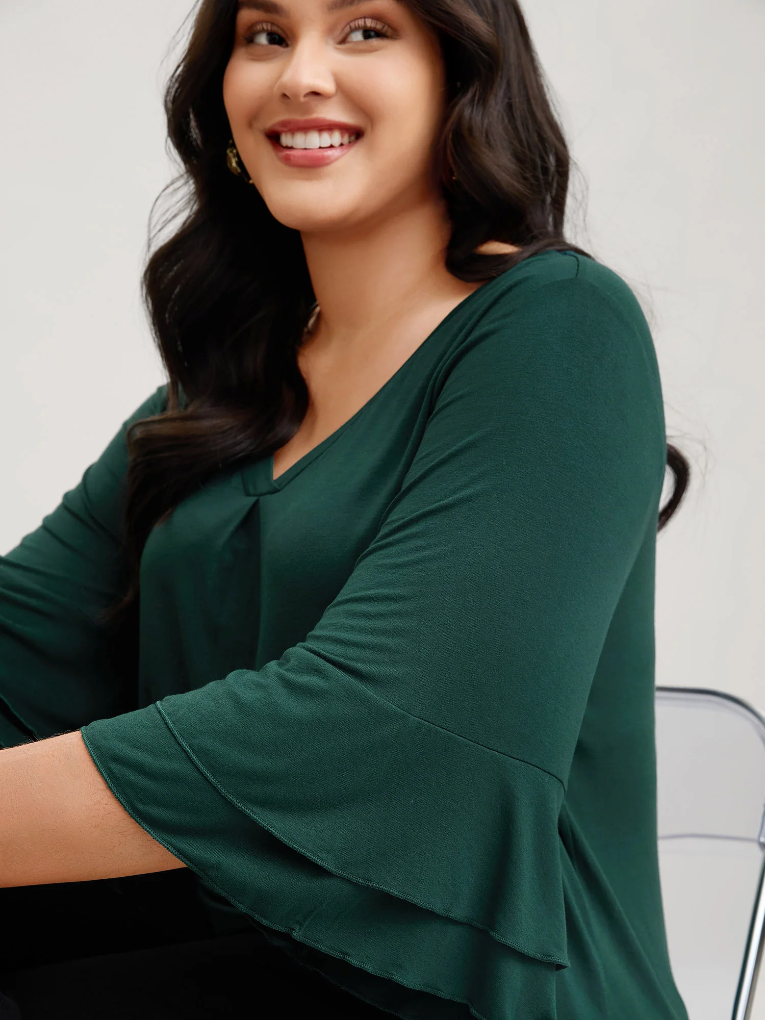 Supersoft Essentials Ruffle Layered Sleeve Pleated T-shirt - Image 29