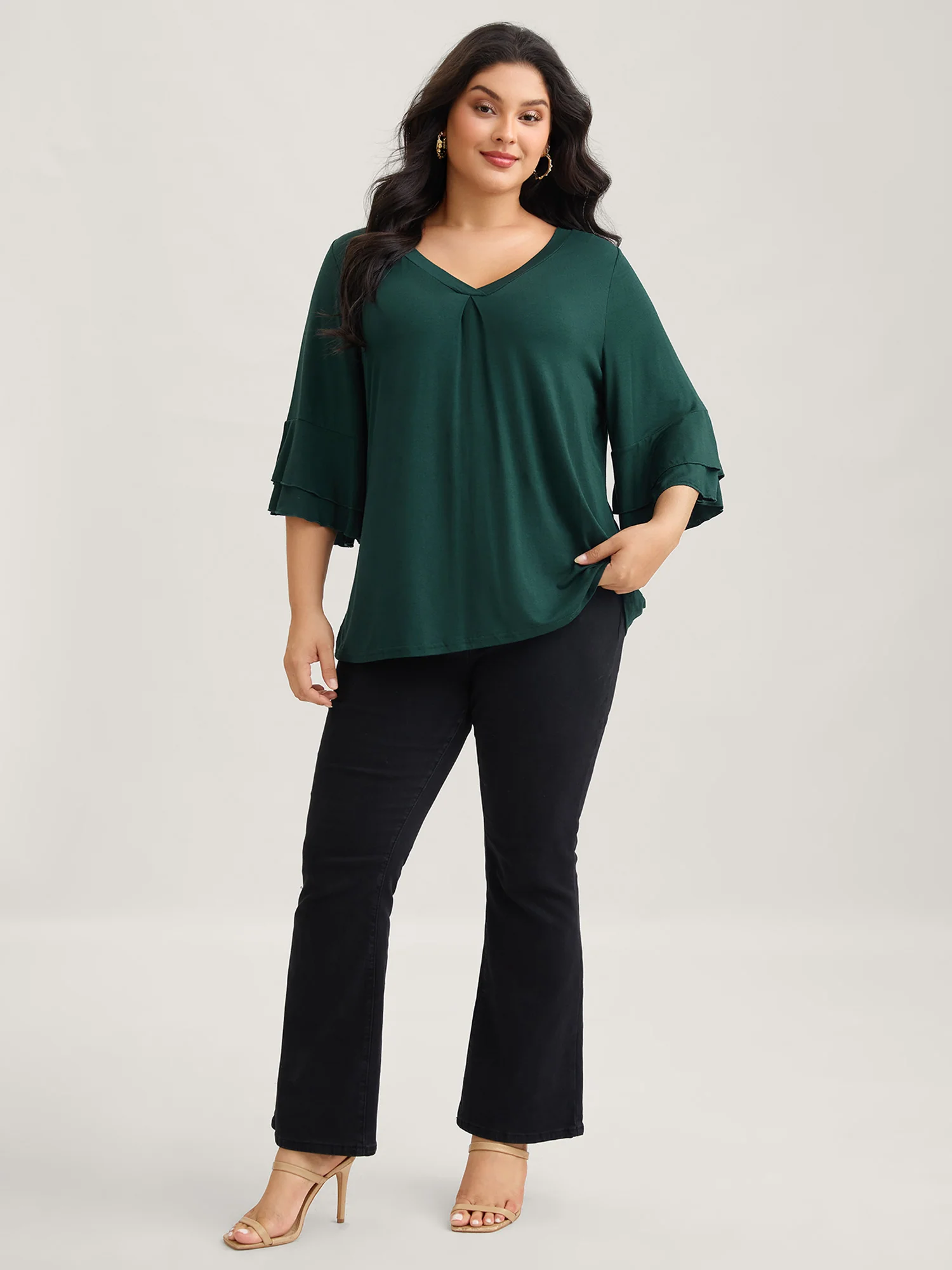 Supersoft Essentials Ruffle Layered Sleeve Pleated T-shirt - Image 30