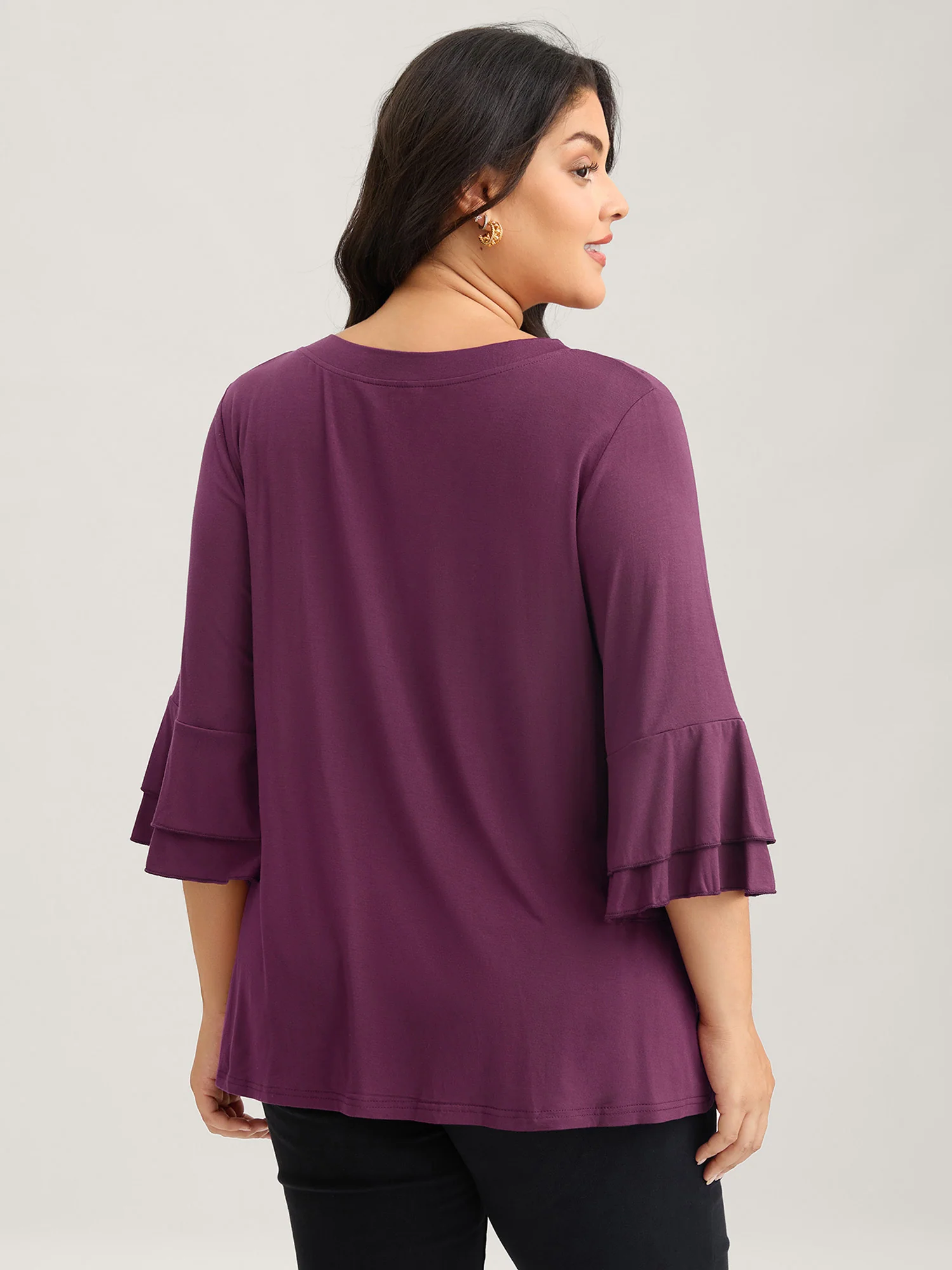 Supersoft Essentials Ruffle Layered Sleeve Pleated T-shirt - Image 4