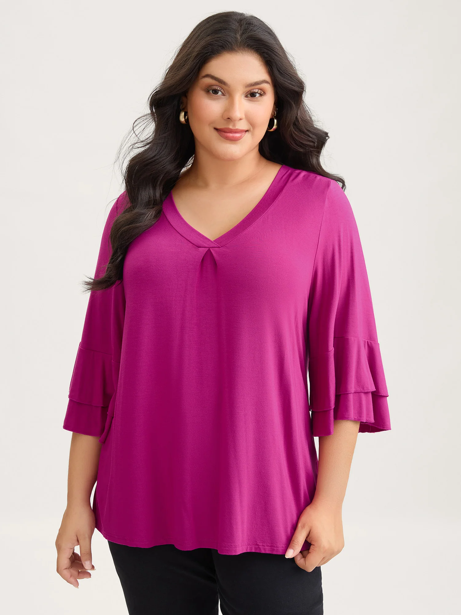 Supersoft Essentials Ruffle Layered Sleeve Pleated T-shirt - Image 5