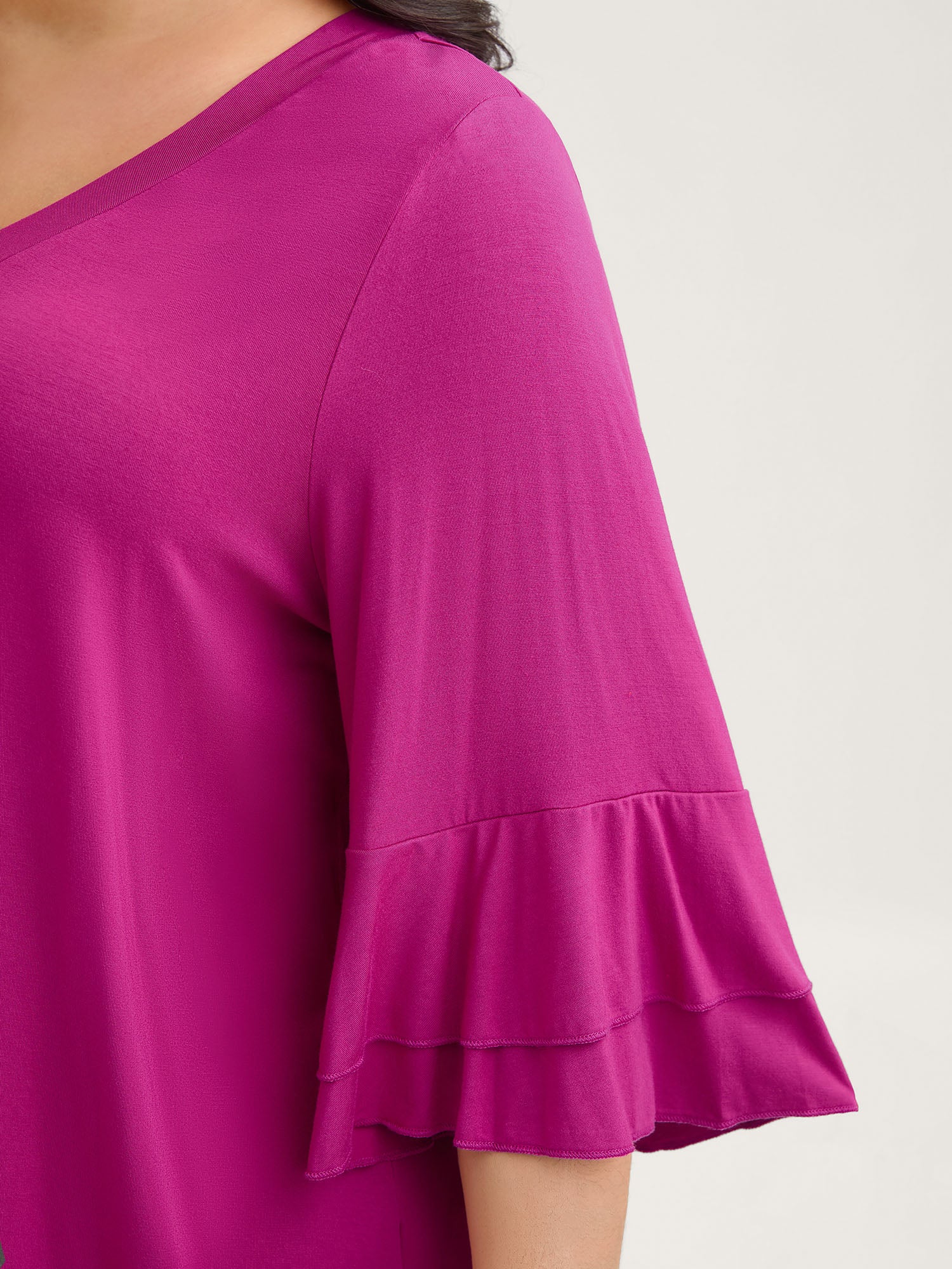 Supersoft Essentials Ruffle Layered Sleeve Pleated T-shirt - Image 6