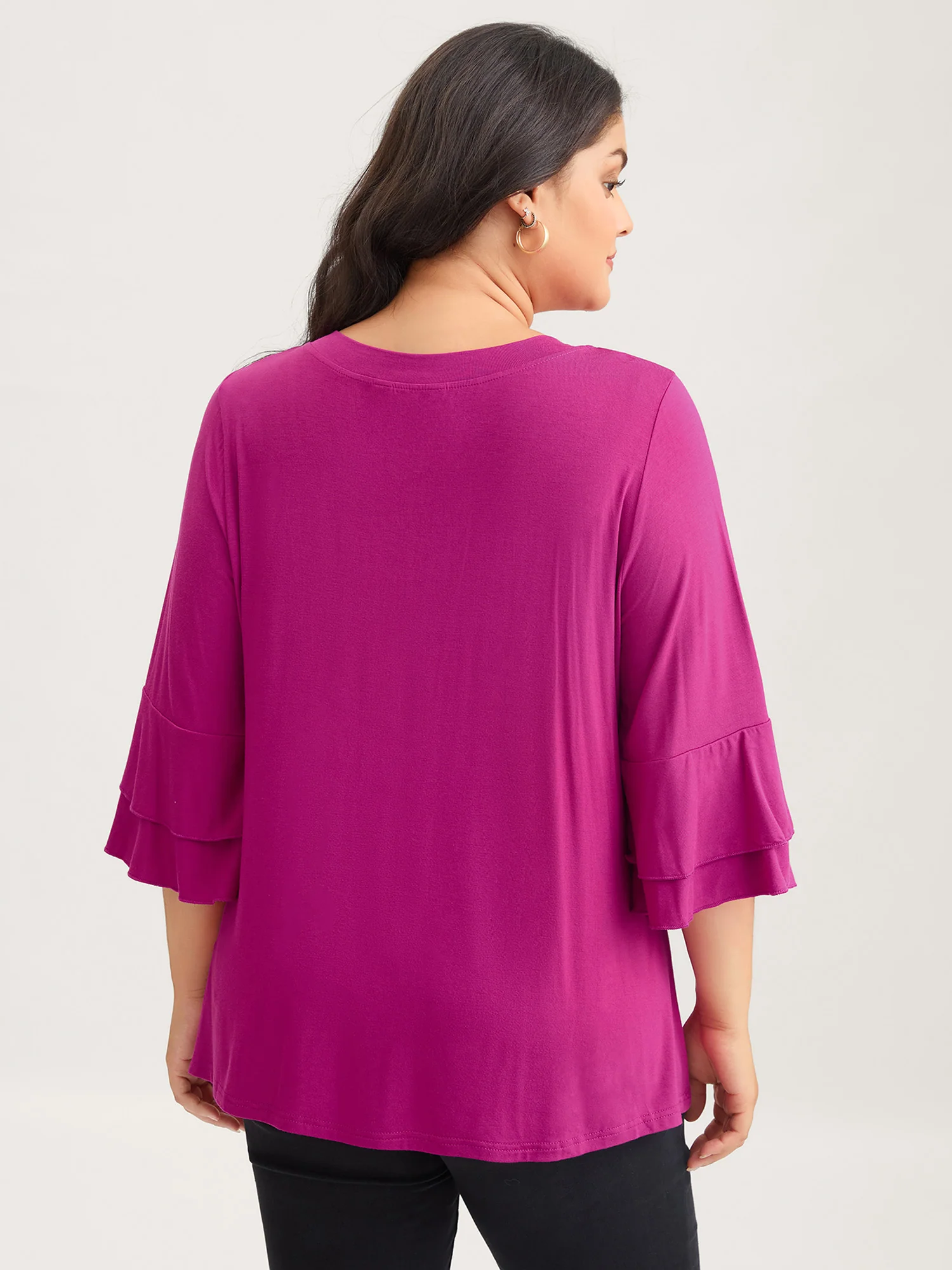 Supersoft Essentials Ruffle Layered Sleeve Pleated T-shirt - Image 8