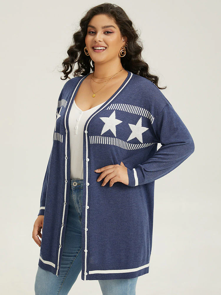 Supersoft Essentials Star Contrast Trim Button Through Cardigan - Image 3