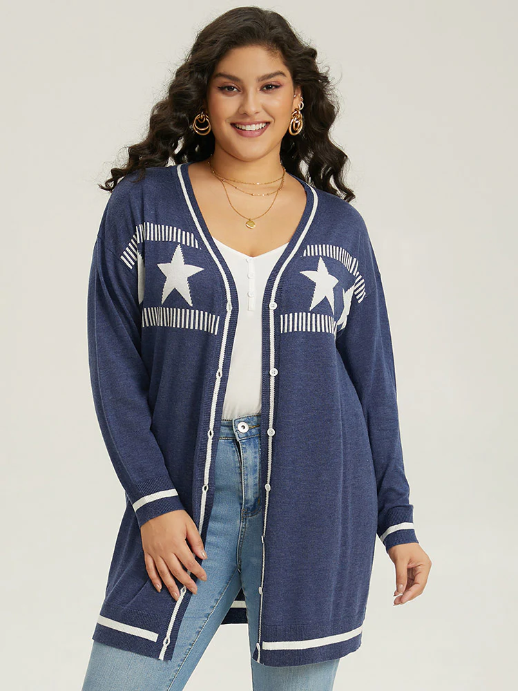 Supersoft Essentials Star Contrast Trim Button Through Cardigan - Image 4