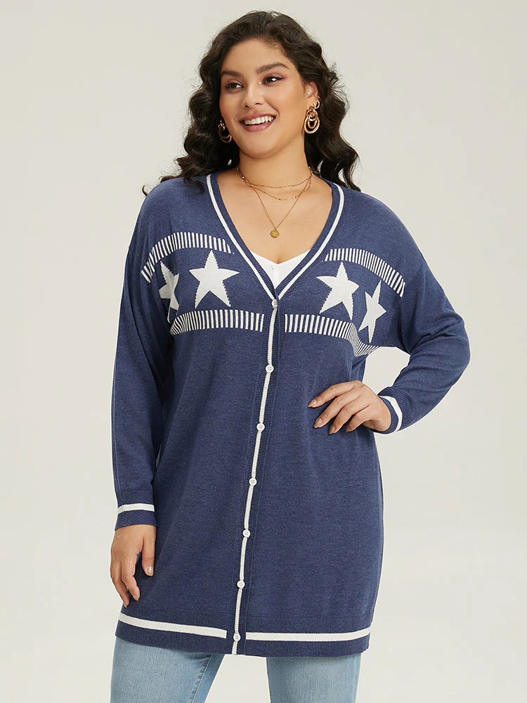 Supersoft Essentials Star Contrast Trim Button Through Cardigan - Image 5