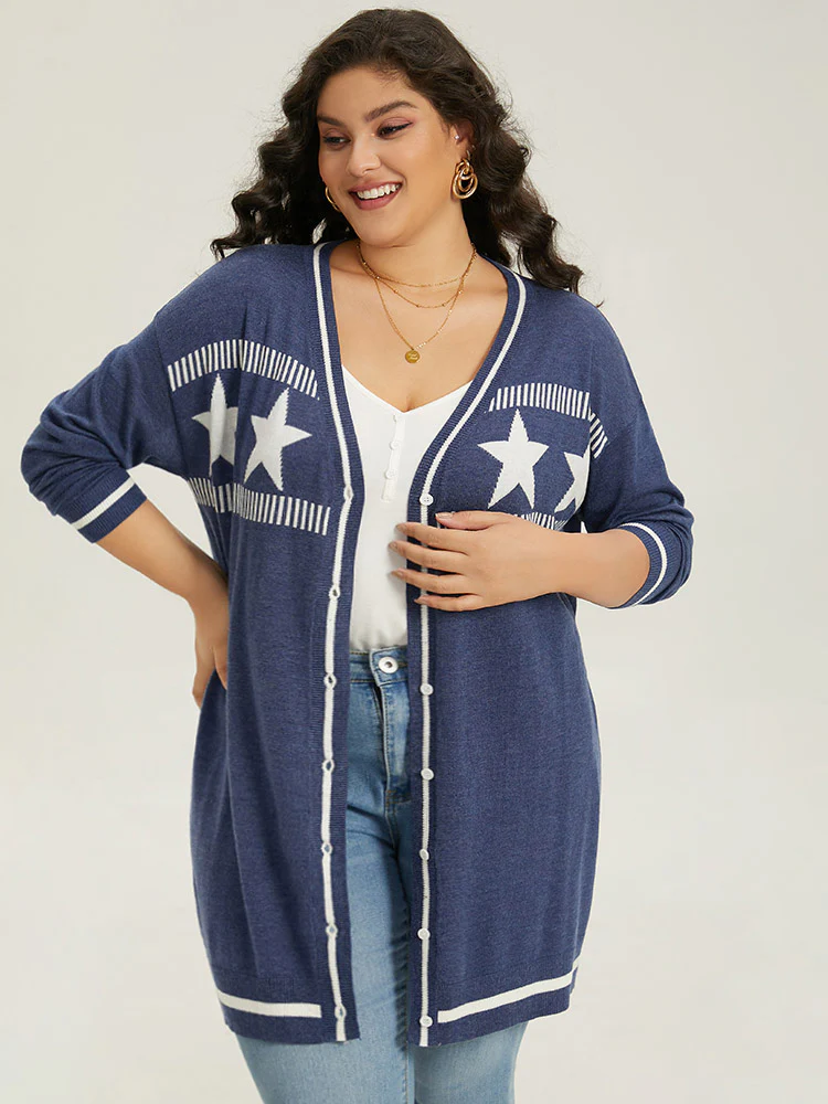 Supersoft Essentials Star Contrast Trim Button Through Cardigan - Image 6