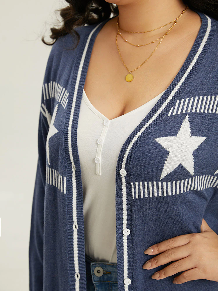 Supersoft Essentials Star Contrast Trim Button Through Cardigan - Image 8