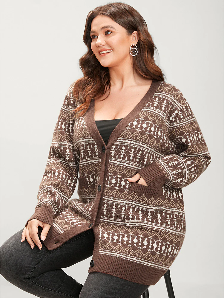 Bandana Contrast Super Soft Knit Pocket Open Front Cardigan - Image 3