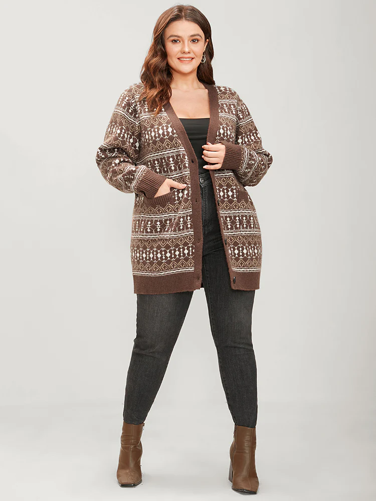 Bandana Contrast Super Soft Knit Pocket Open Front Cardigan - Image 4