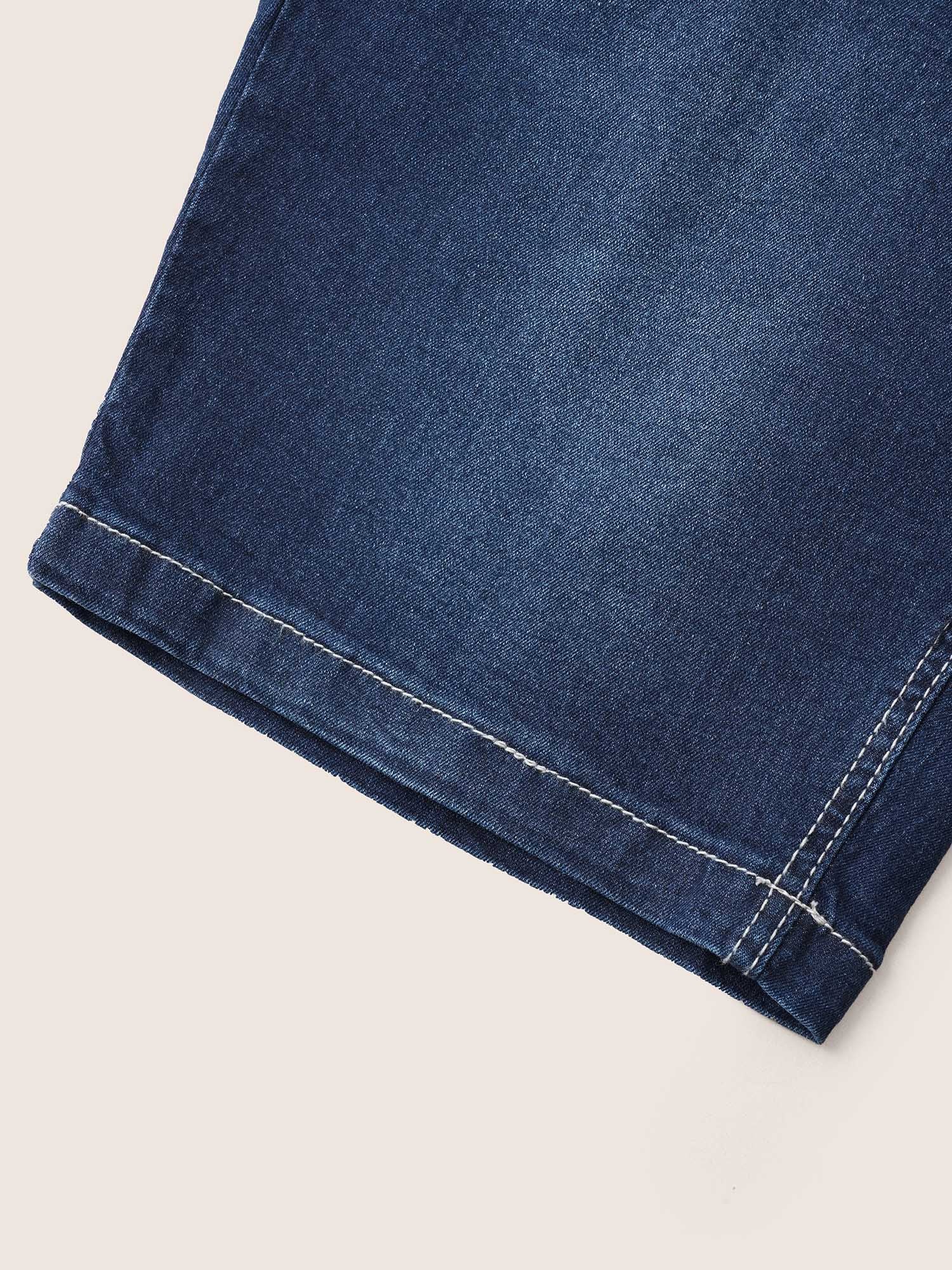 Very Stretchy High Rise Dark Wash Denim Shorts - Image 13