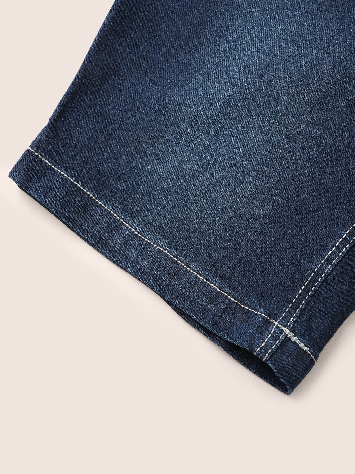 Very Stretchy High Rise Dark Wash Denim Shorts - Image 20