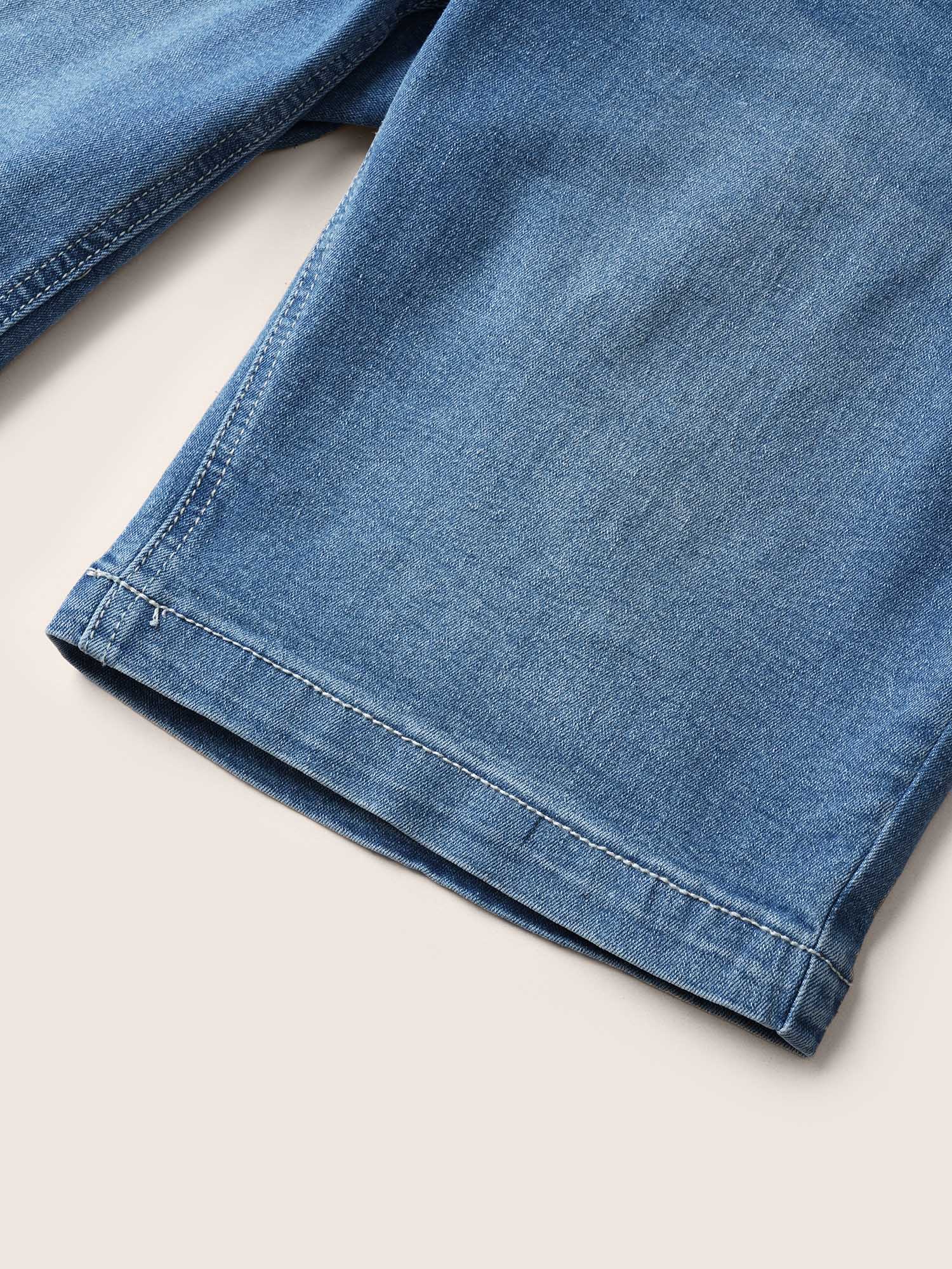 Very Stretchy High Rise Dark Wash Denim Shorts - Image 6